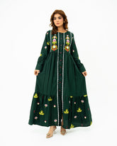 Luxury Green Embroidered Lawn Maxi – Premium Pintuck Detailed Modest Summer Dress | Ready-to-Wear